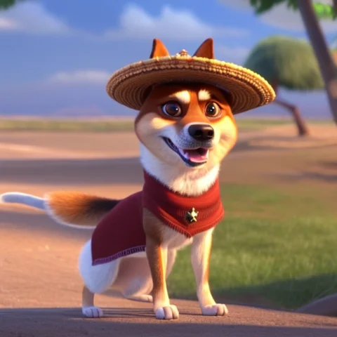 Shiba Inu Wearing A Woven Poncho And A Mexican Sombrero Zoot... — Stable Diffusion AI Prompt: Shiba Inu wearing a woven poncho and a Mexican sombrero Zootopiav4