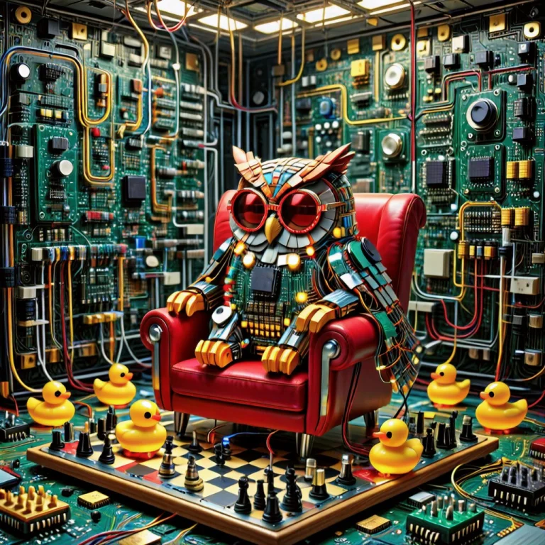 Transistors Style Owl, Bird Form Constructed Of Stacked Colo...