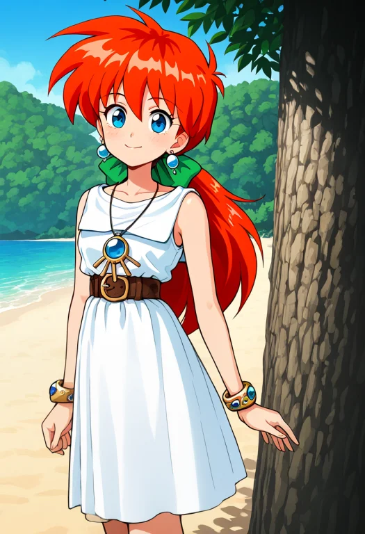 1girl,solo,emiri Red Hair,ponytail,blue Eyes,orange Hair, Sk...