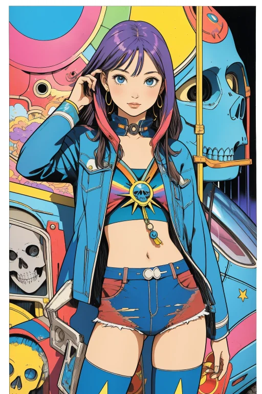 1girl, Lorajohnnyterror0.8, Tarot Card Of A Groovy Skull, Vi...