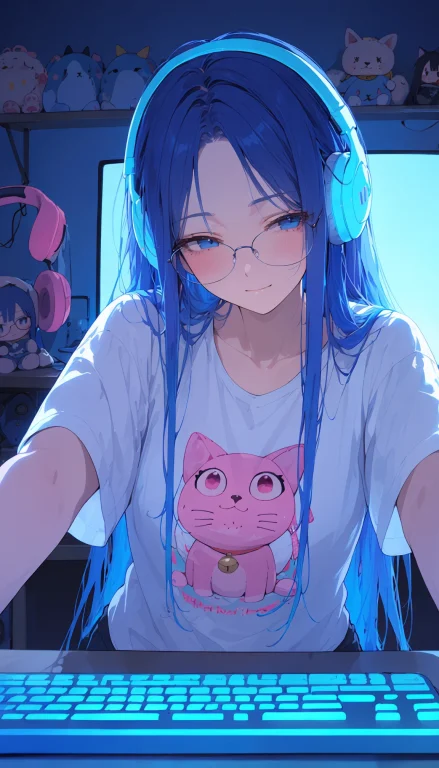 Amia, Waist-up View Sitting At Gaming Desk Leaning Forward W...