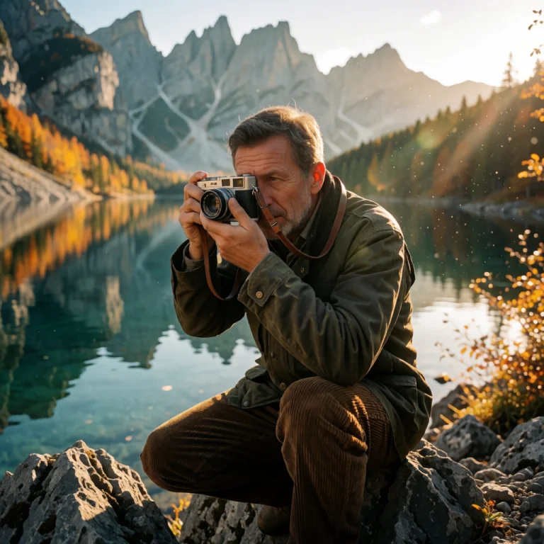 Middle-aged Male Photographer, Weathered Skin With Fine Crea...