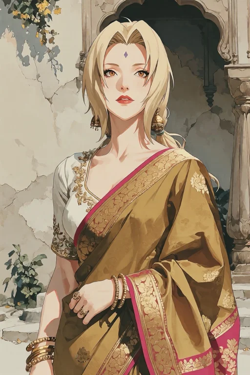 Tsunade From Naruto, Realistic Anime-human Face, Golden Blon...