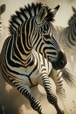 Nature, Completely In The Frame, Full Body View. A Plains Ze... — Stable Diffusion AI Prompt: nature, Completely in the frame, full body view. A plains zebra wheeling through...