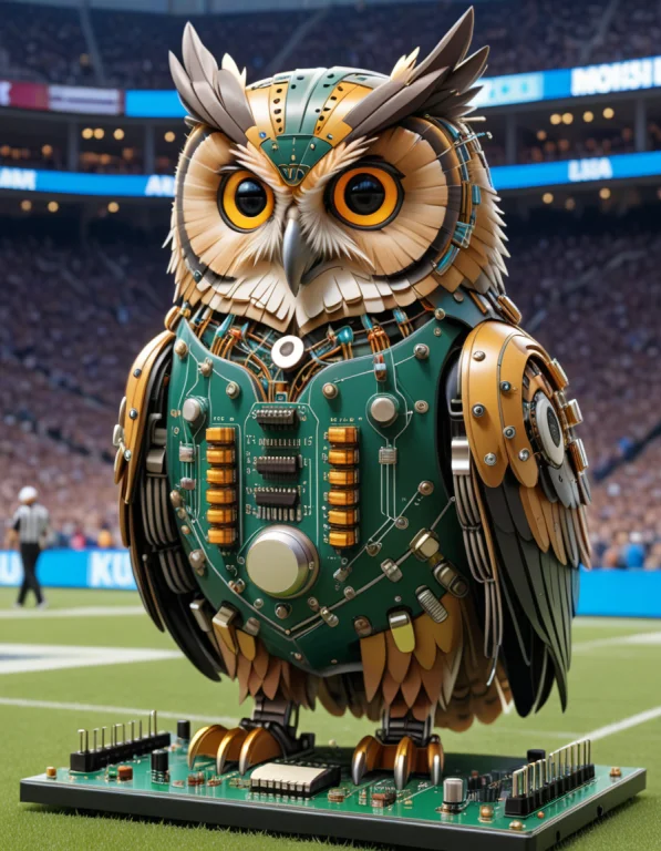 A Superb Owl At An American Football Game Made Of Transistor...
