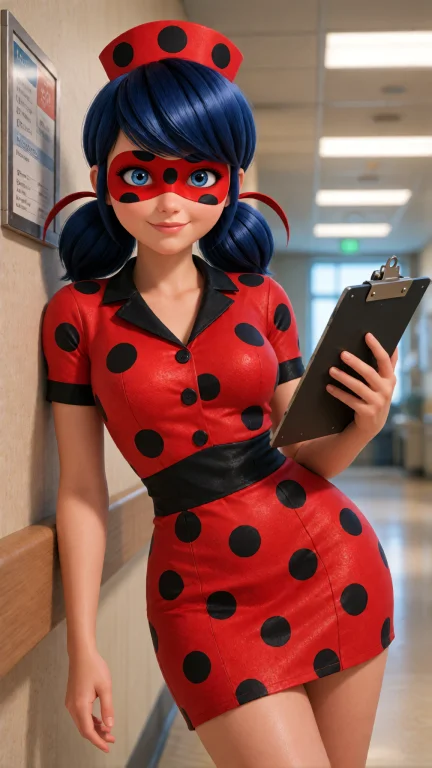 Klad, Standing In Hospital Hallway Wearing Red Nurse Outfit...