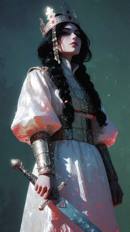 Beautiful Ancient Persian Warrior Princess, Long Dark Hair,...
