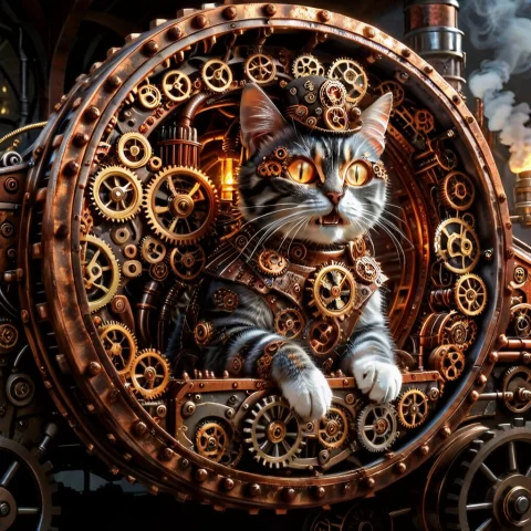 A Close-up Photo Of An Cat Inside A Car Wheel Well, A Glowin... — SDXL AI Prompt: A close-up photo of an cat inside a car wheel well, a glowing lich entirely cons...