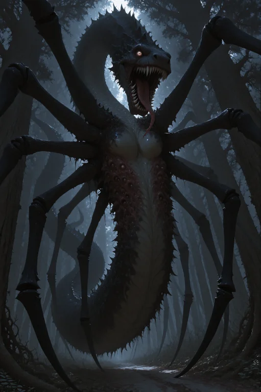 A Gigantic Monstrous Horror Serpent With An Unnaturally Elon...