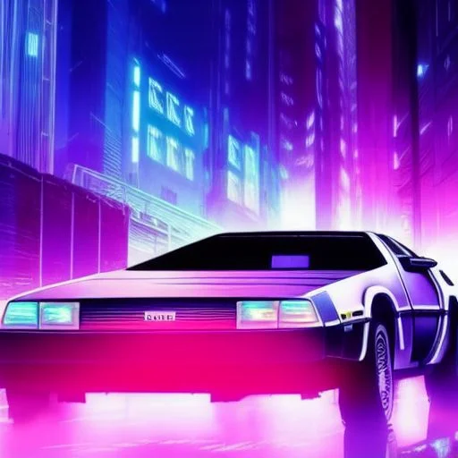 Delorean, Ultra-detailed, Edgerunners-style-v2 , Anime
