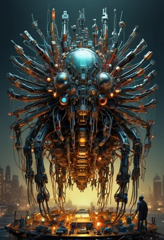 Transistors .,dense Circuitry ,colorful Transistors ,metalli... — SDXL AI Prompt: Transistors .,dense circuitry ,colorful transistors ,metallic pins ,glowing LEDs...