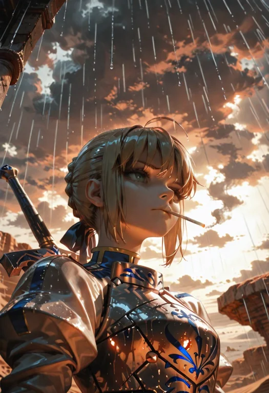 Masterpiece, 1girl, Solo, Saber, Armored, From Below, From F...