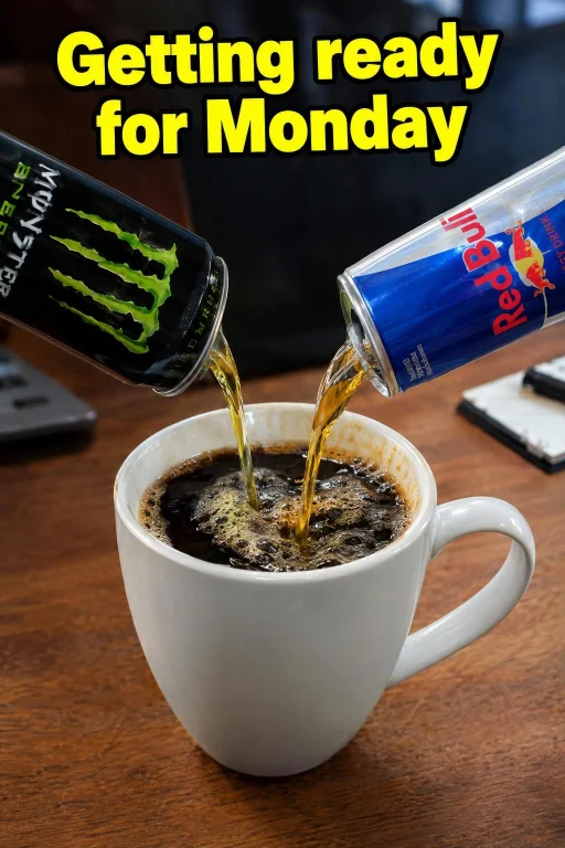 A High Quality Realistic Image Of A Cup Of Coffee. A Monster...