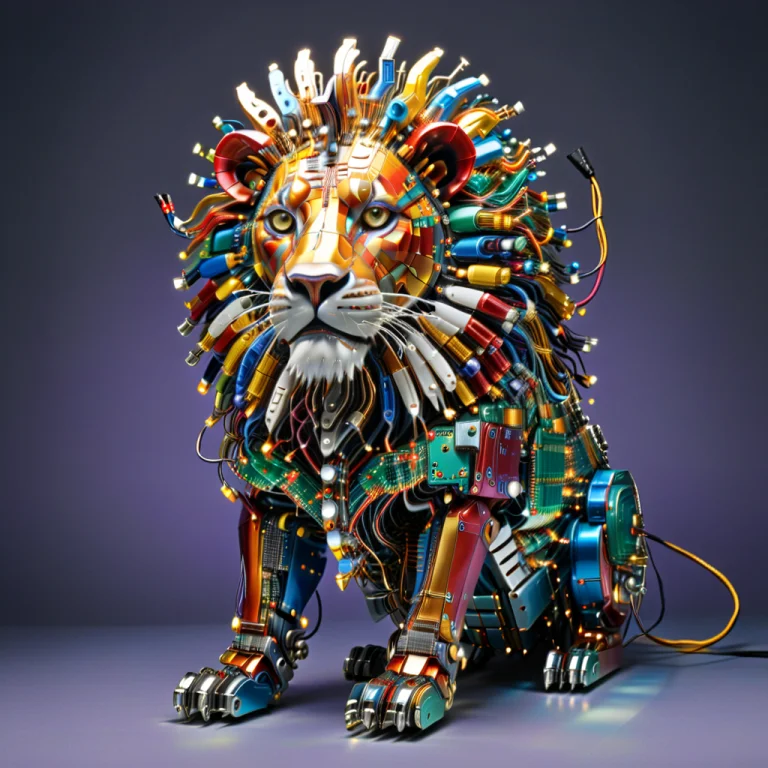 En Macro Photograph Of A Majestic Lion, Completely Reconstru...