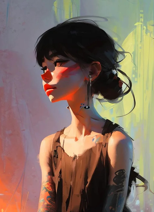 Samdoesarts Portrait Of One, A Young Woman, With Colourful M...