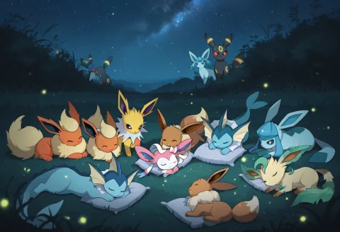 Sylveon, Jolteon, Flareon, Vaporeon, Leafeon, Glaceon, Espeo... — Stable Diffusion AI Prompt: Sylveon, jolteon, flareon, vaporeon, leafeon, glaceon, espeon, umbreon, Eevee, p...
