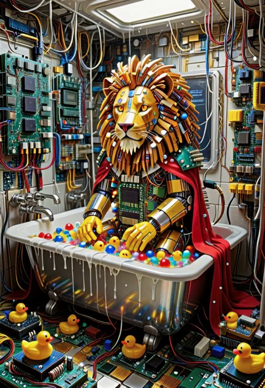 Transistors Style Anthropomorphic Lion, Mane And Body Built...