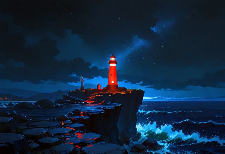 Painterly 1.2, Traditional Media. Outdoors, Nighttime, Ocean...