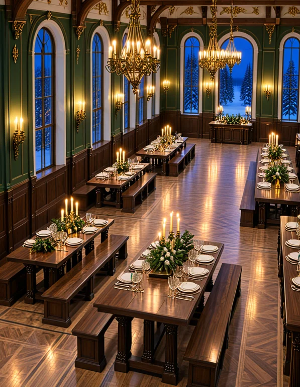 Ru551an 1n5t1tut3, Photorealistic Dining Hall, Long Tables A...