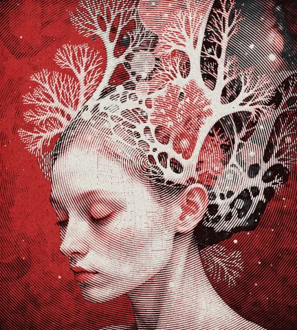 Bradhamel Art Style Intent A A Meditative Profile Portrait W... — Stable Diffusion AI Prompt: / Bradhamel art style/ INTENT A: A meditative profile portrait where the mind's...