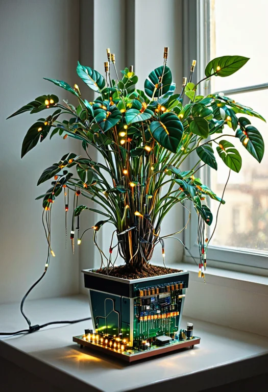 Transistors, Photorealistic, A Potted Houseplant On A Window...