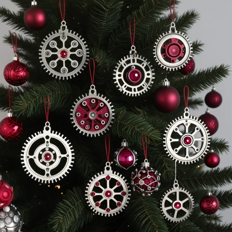 Christmas Ornaments Hanging On A Tree Using Gearwork Designs...