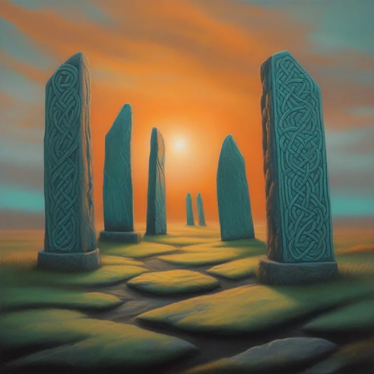 High Quality, Detailed, A Celtic Ring Of Standing Stones At...