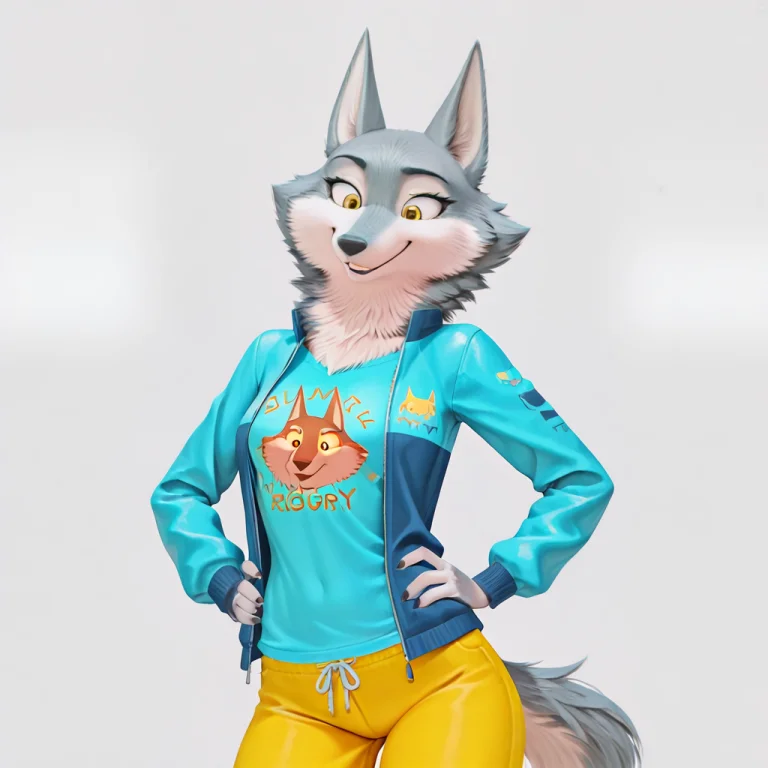 Prshacystl, Furry, Wolf Female, Solo, Curvy, Bluish-gray Fur...