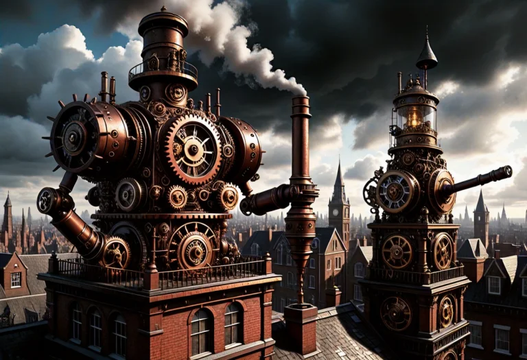 Two Intricate Victorian Steampunk Automaton, Entirely Constr...