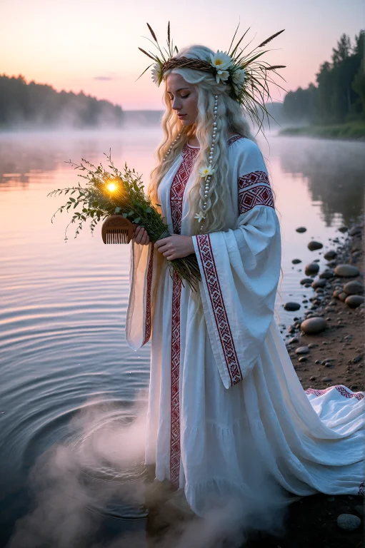 A Majestic Slavic Water Guardian Spirit Goddess, A Beautiful...