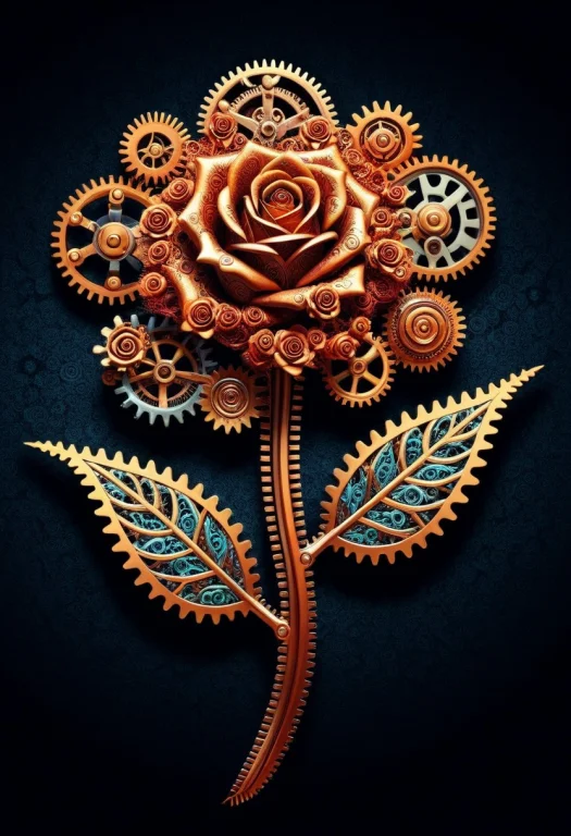 Rose, Flower, Gears Rose, Rose Made Of Gears, Colorful, , Sh...