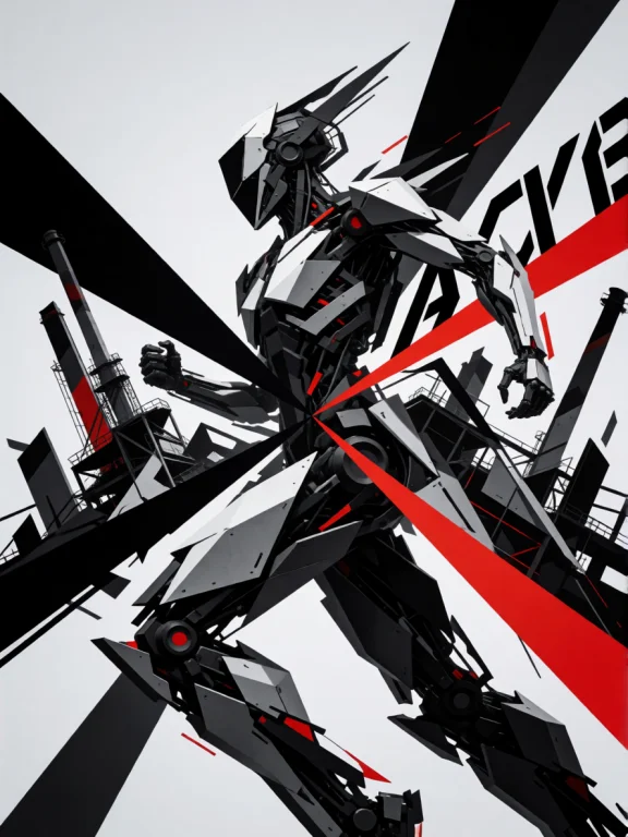A Fractured Composition Of Sharp Mechanical Diagonals Slicin...