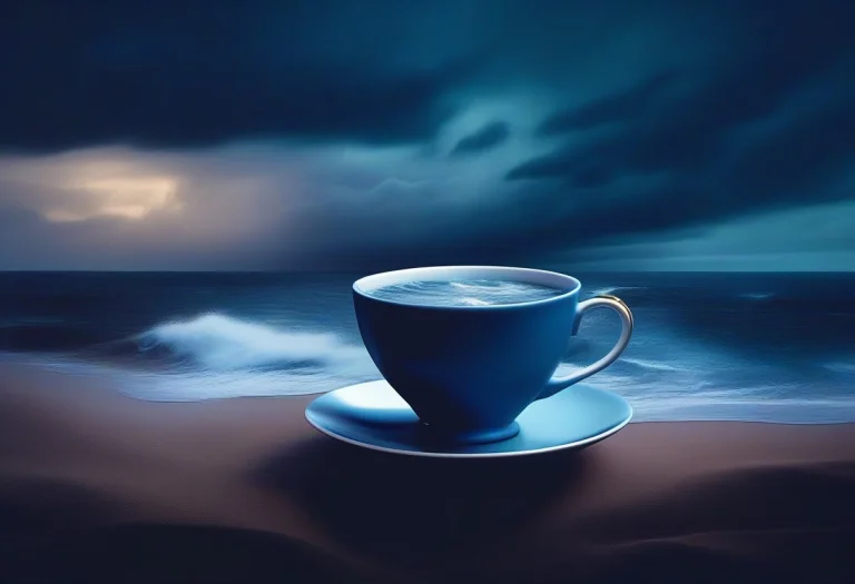 A Teacup Holding A Small Stormy Sea, Digital Painting, High...