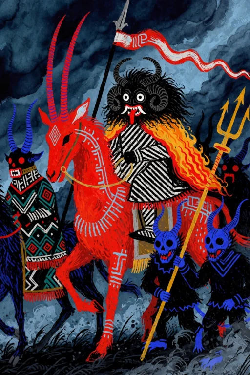 Xibalba, The Painting Style Is Highly Textured, With Thick,...