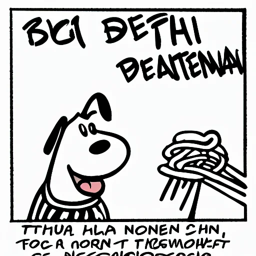 Dog Eating Spaghetti, Art By Ninapaley-15000