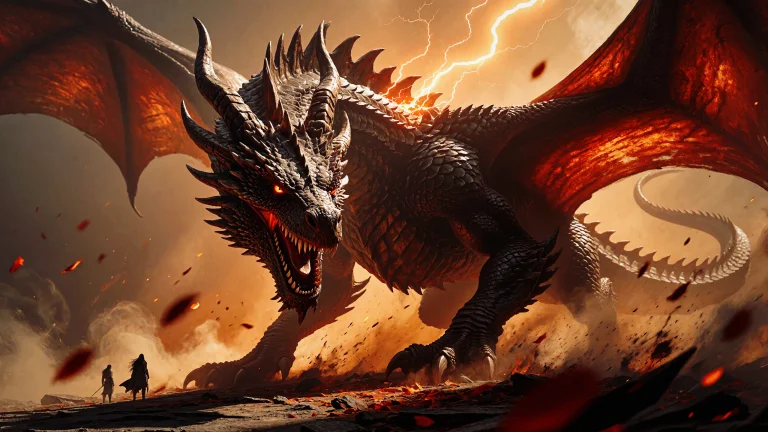 Highleveldescriptiongbwstyle, A Colossal Dragon With Jagged,...