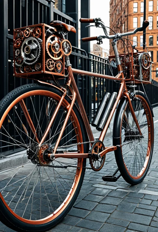 Photorealistic, City Bicycle Parked At A Rack, Frame And Whe...