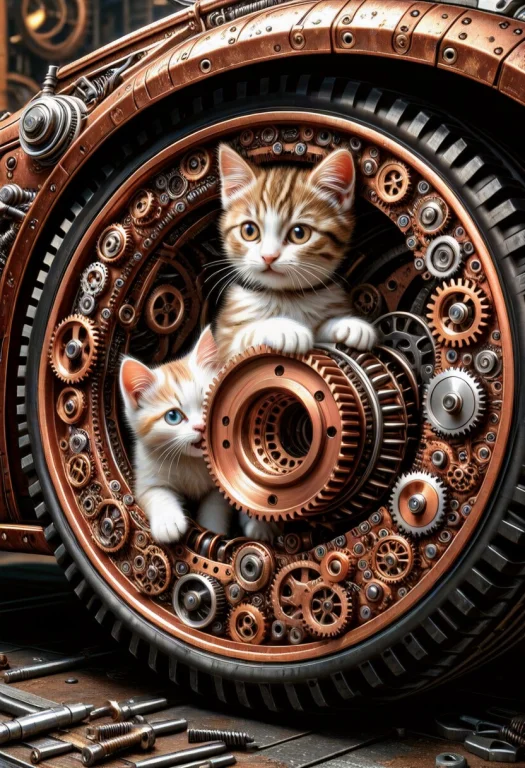 A Realistic Photograph Of A Small Tabby And White Kitten Ins...
