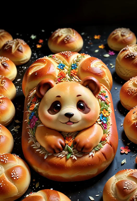 Bread, Baking, Panda Loaf1.3, Floral, Technology, Black Back...