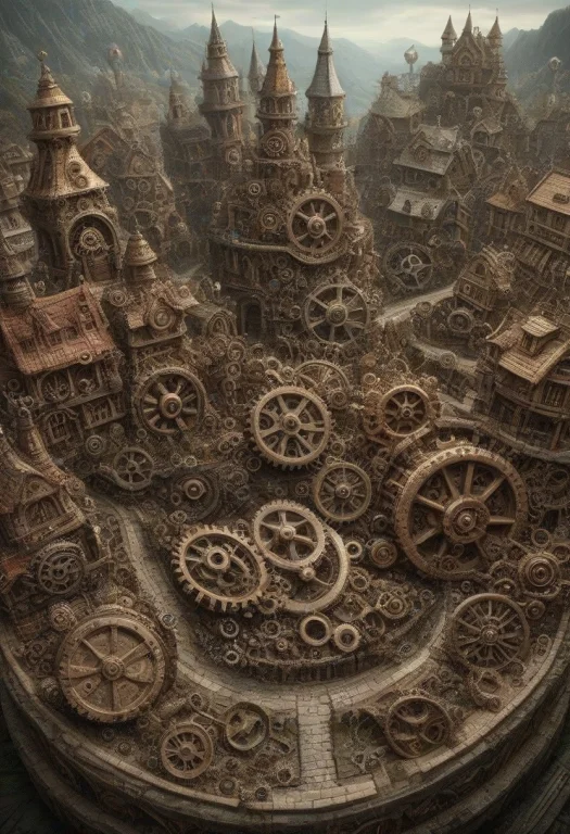 Fantasy Town Made Of Gears
