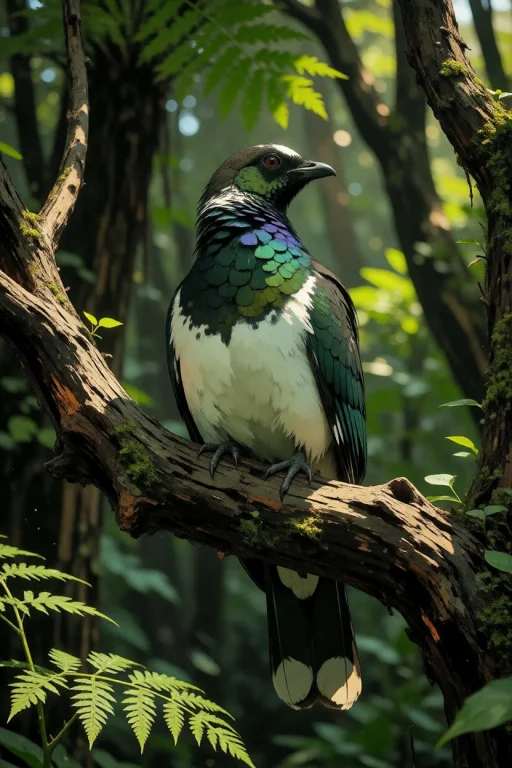 Nature, A Kerer New Zealand Pigeon Perched On A Broad Miro B...