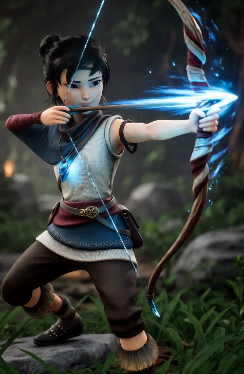 Kena, Cinamatic Cgi Photo Of A Young Woman With Dark Hair, A...