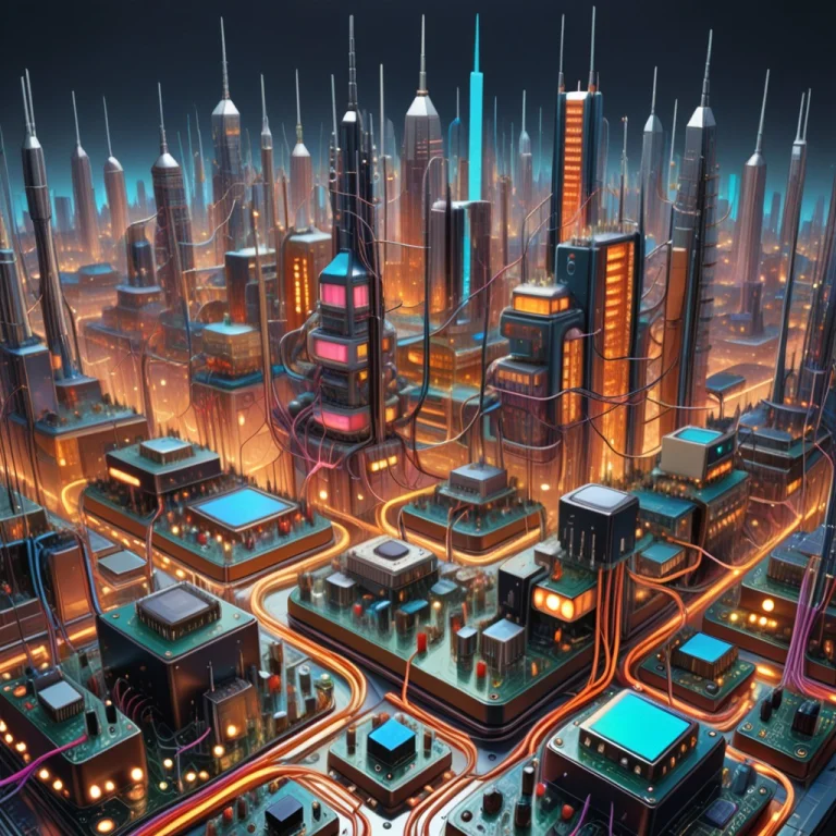 A Futuristic City With Multiple Skyscrapers Built From Built...