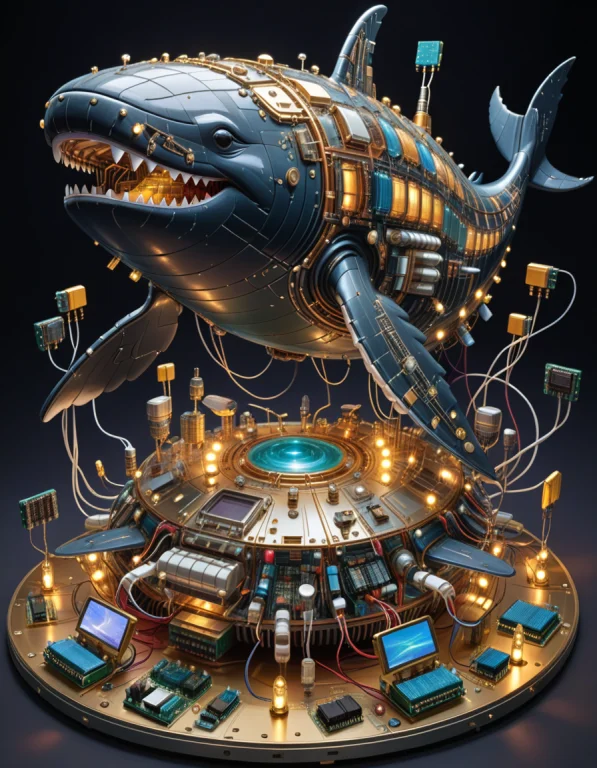 In Outer Space, A Happy Space Whale Made Of Transistors, Laz...