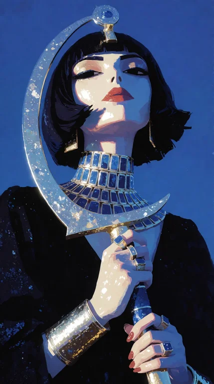 Ancient Egyptian Warrior Queen, Elegant Pale-golden Skin, Ge...