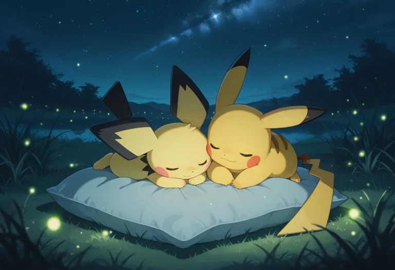 Pikachu, Pichu, Pokemon, Duo, Full Body, Closed Eyes, Outdoo...