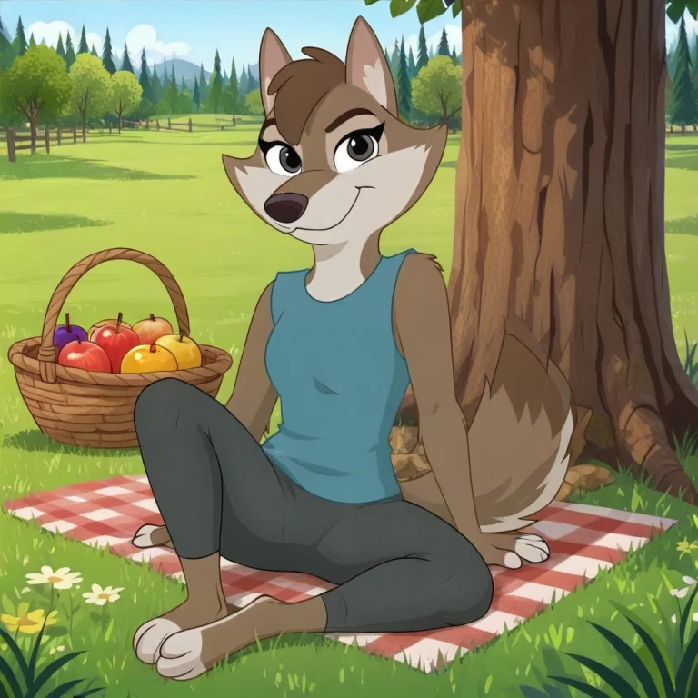 Furry, Fruit, 1girl, Furry Female, Sitting, Food, Outdoors,...