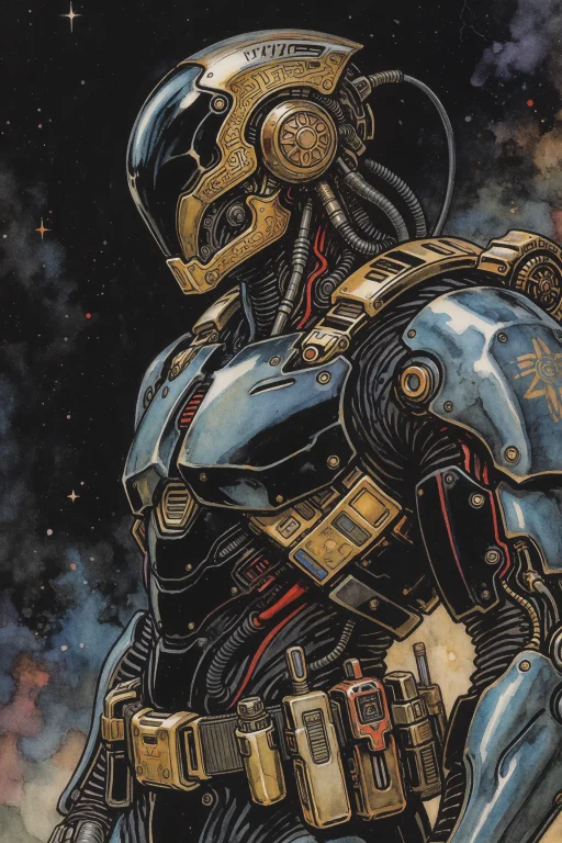 Pen And Watercolor. Styled Graphic Illustration. A Futuristi...