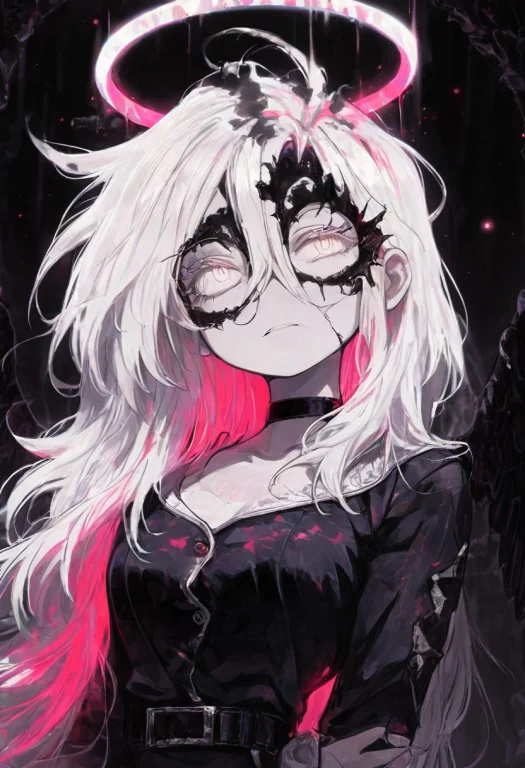 1girl , Solo , Bright Eyes , White Eyes , Halo , Glowing Hai...