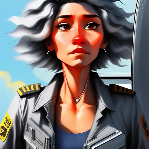 Street Art Of A Hulking, Trim, Sleepy Aircrew Woman, Convolu...